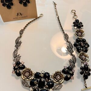 Chloe + Isabel Black and Gold Floral Jewelry Set